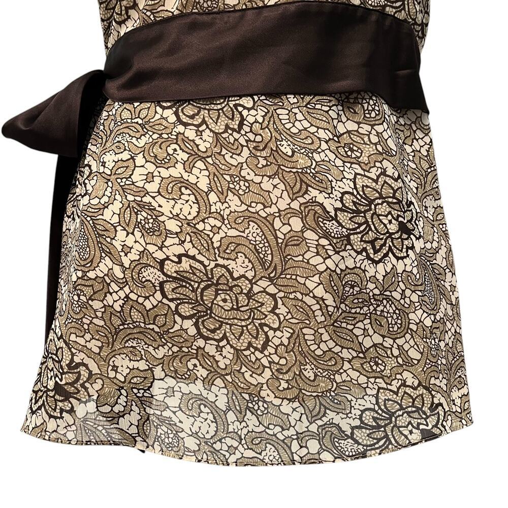 Lane Bryant Babydoll Top Strap Sleeveless Blouse Brown Size 20 Waist Tie Bow Y2K - Picture 5 of 7